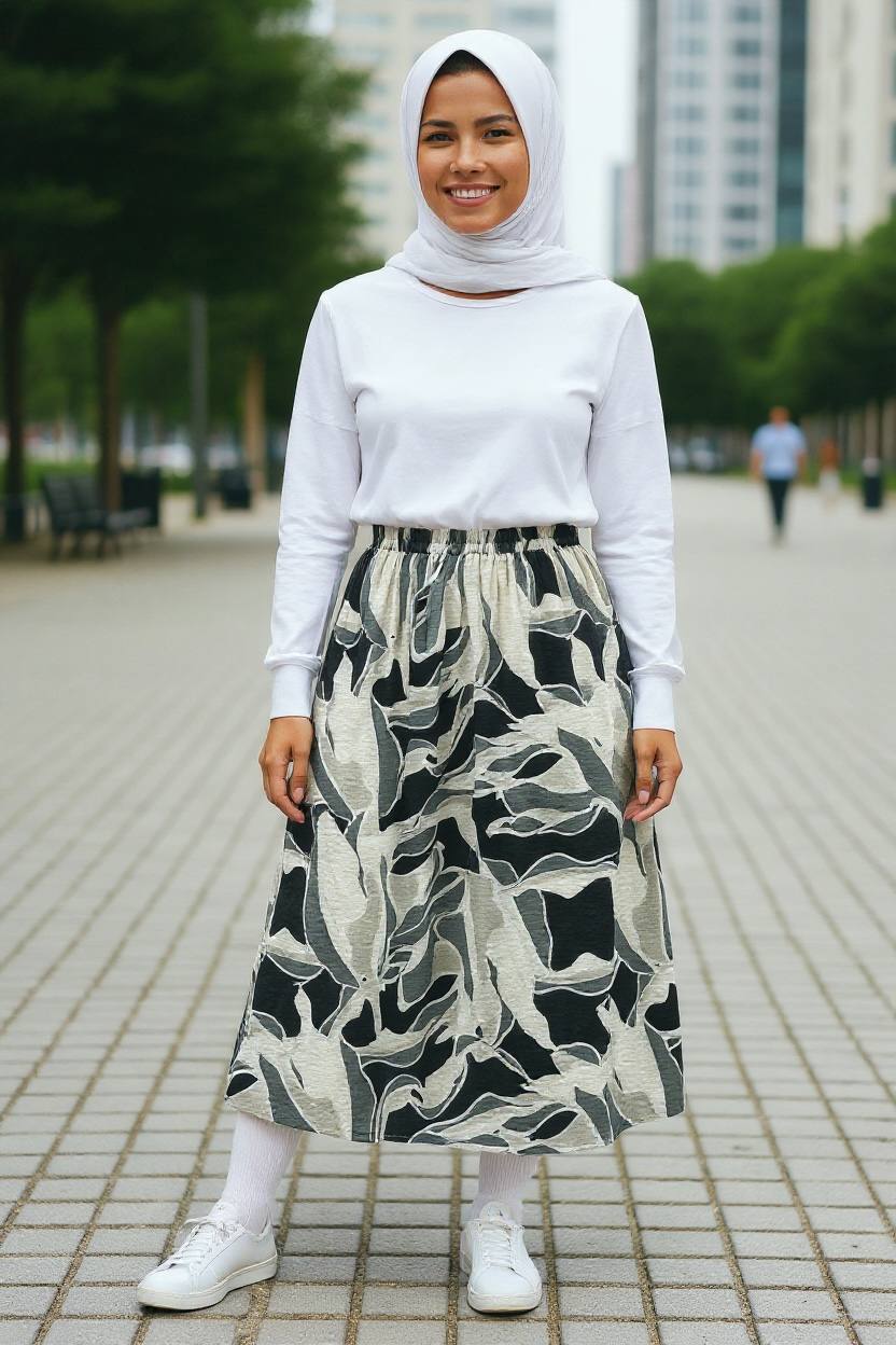 The "Monochrome Wave" Skirt