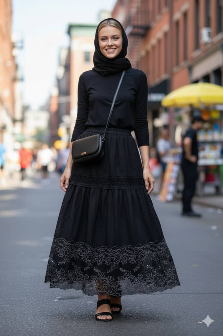 The "Midnight Lace" Maxi Skirt