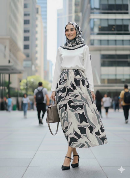 The "Monochrome Wave" Skirt