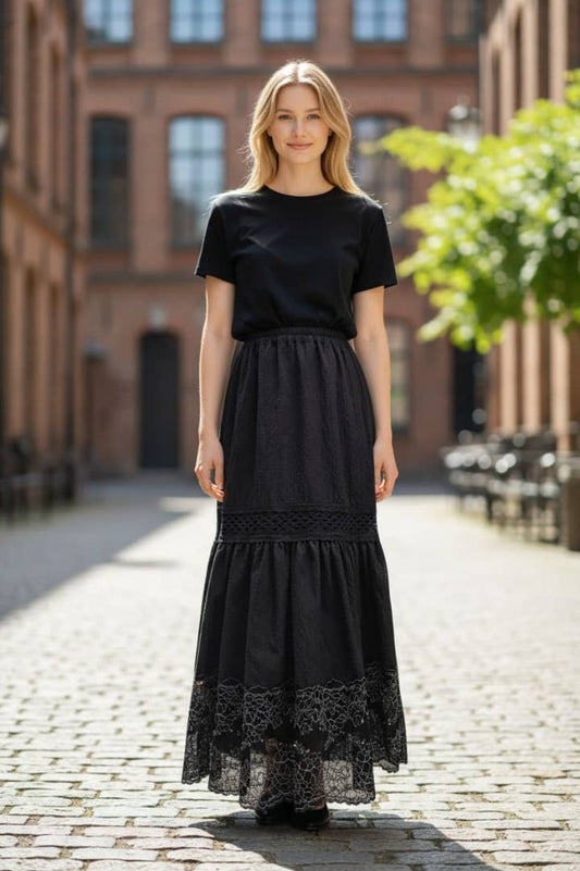 The "Midnight Lace" Maxi Skirt