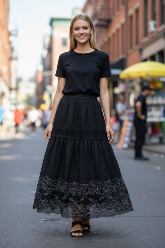The "Midnight Lace" Maxi Skirt