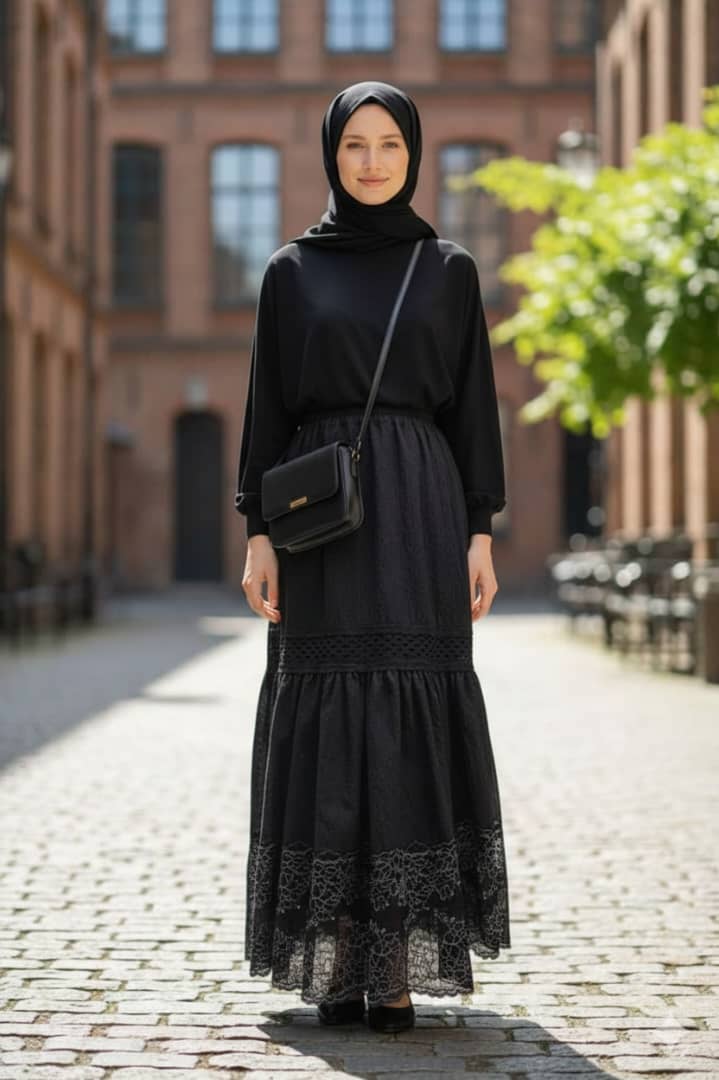 The "Midnight Lace" Maxi Skirt