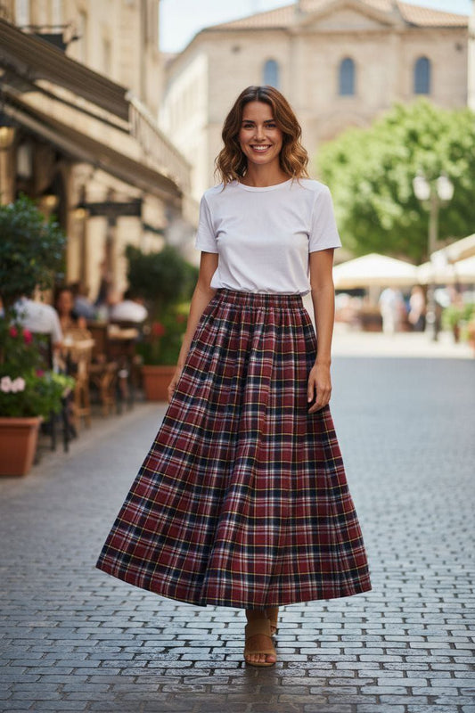 The "Autumn Hearth" Plaid Maxi Skirt