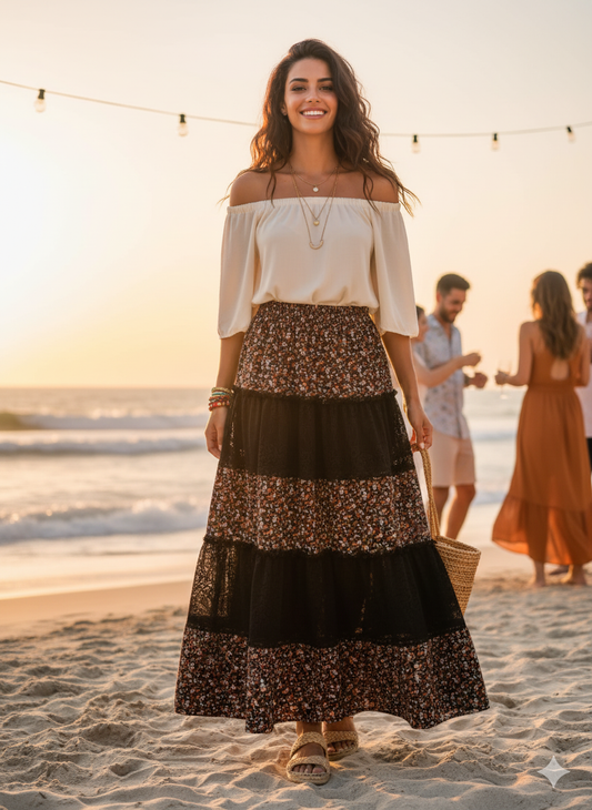 The "Boho Blossom" Maxi Skirt
