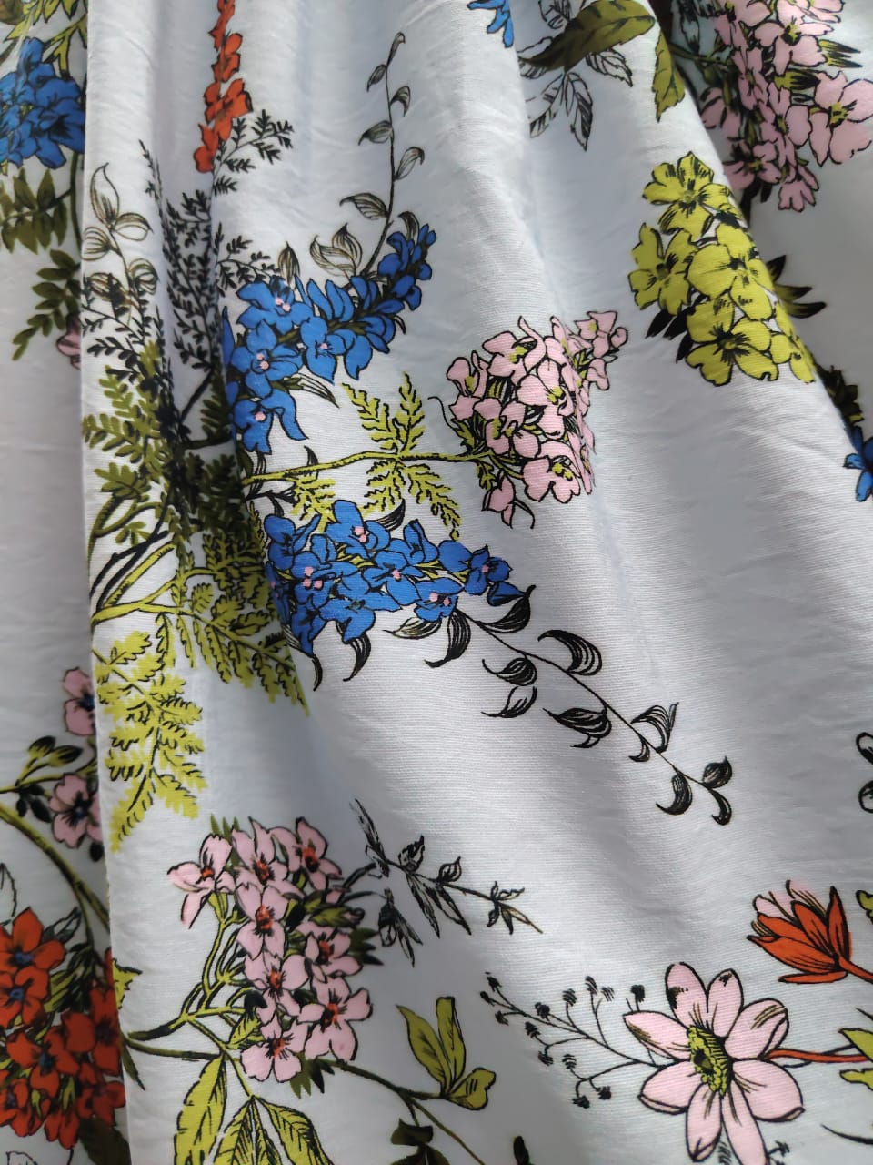 The "Azure Bloom" Silk-Ramie Blend Maxi Skirt