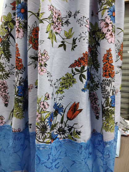 The "Azure Bloom" Silk-Ramie Blend Maxi Skirt