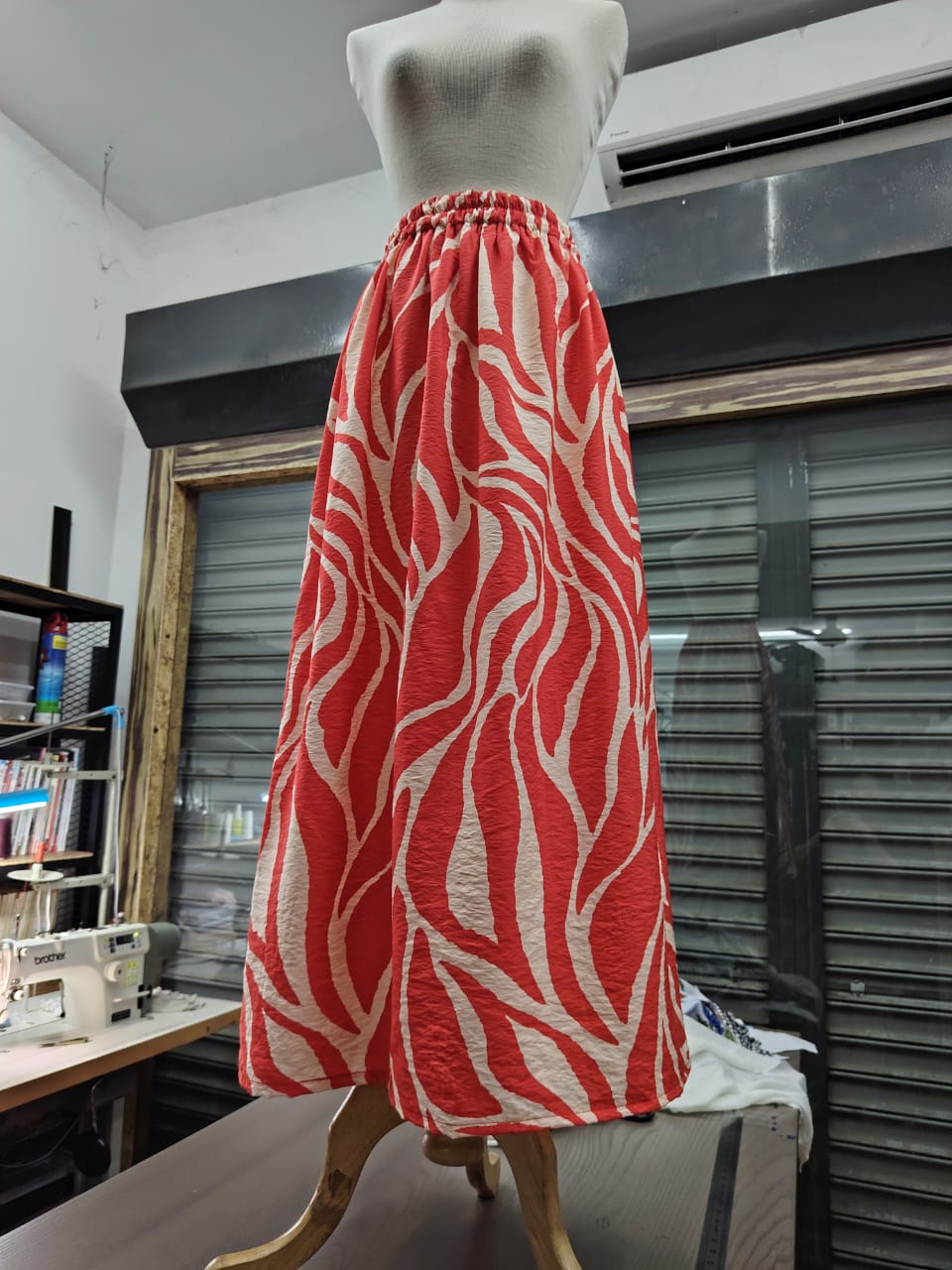 The "Scarlet Ripple" Maxi Skirt