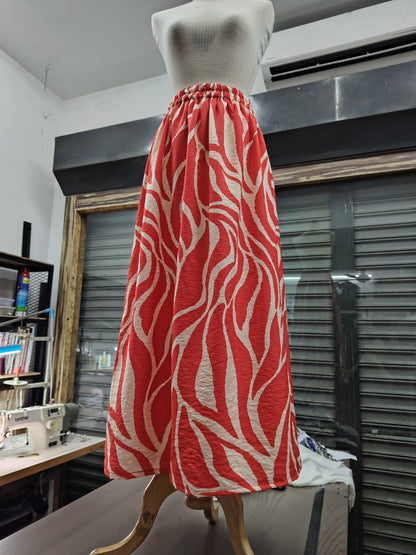The "Scarlet Ripple" Maxi Skirt